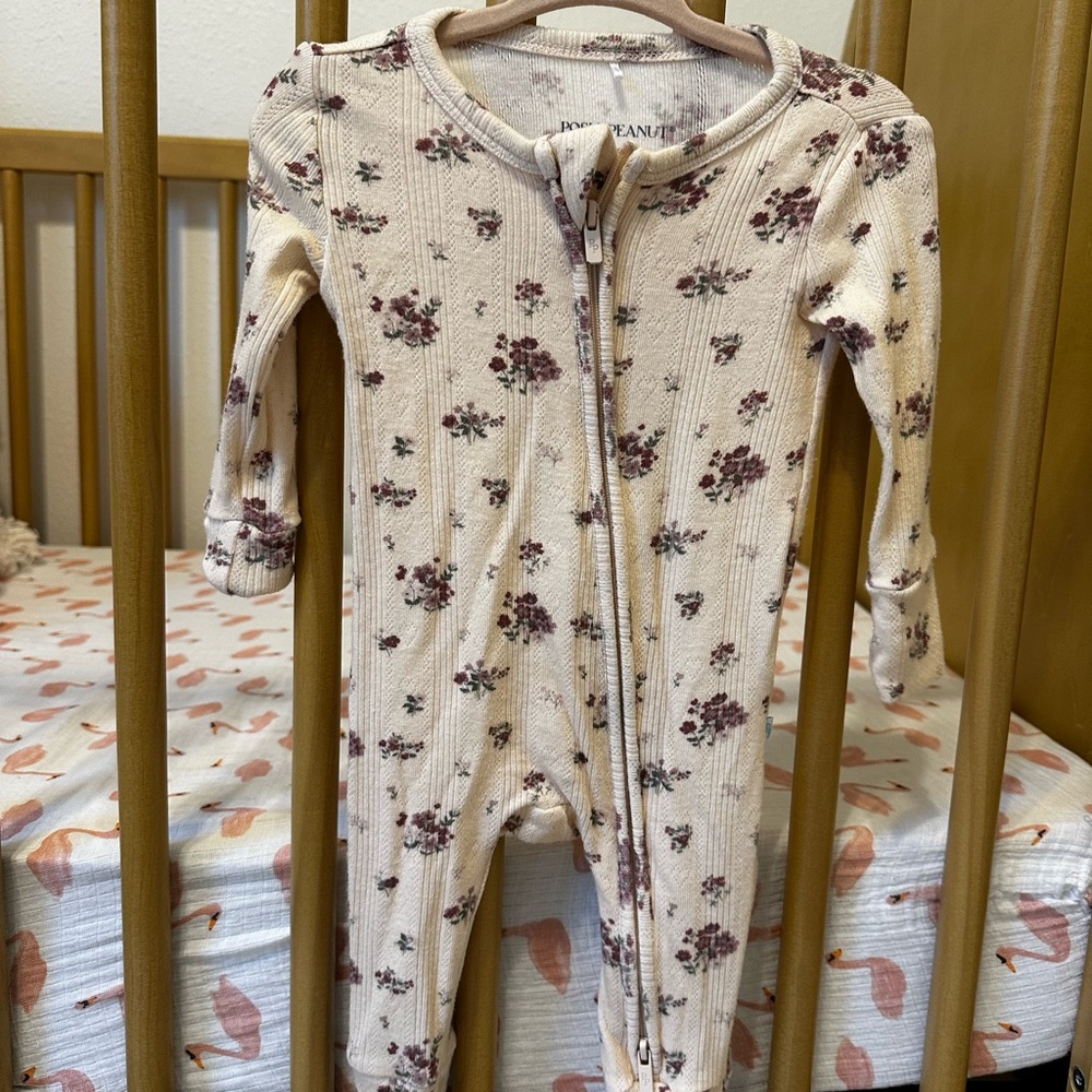 Posh Peanut Maven Cream Floral Kids Footie
